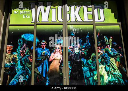 Wicked musical poster. Di Los Angeles. CA. Foto Stock