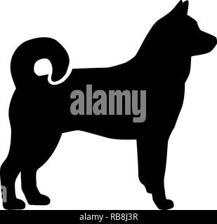 Elkhound norvegese silhouette real in nero Foto Stock