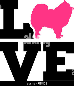 Amore di Pomerania con silhouette di rosa Foto Stock