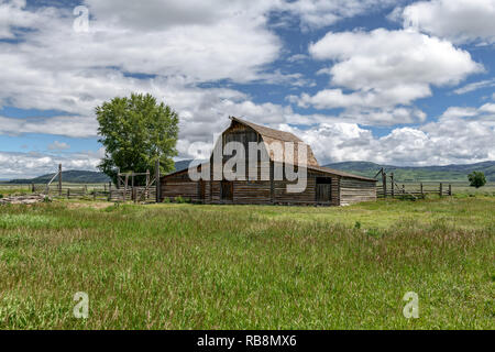 Moulton storico fienile nel Parco Nazionale di Grand Teton, Wyoming USA Foto Stock