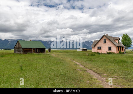 Moulton storico fienile nel Parco Nazionale di Grand Teton, Wyoming USA Foto Stock