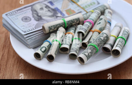 Laminati di dollari simboleggiata come prodotto alimentare Foto Stock