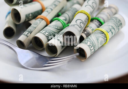 Laminati di dollari simboleggiata come prodotto alimentare Foto Stock