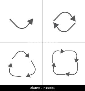 Set di cerchio nero square frecce, uno due tre e quattro frecce. illustrazione vettoriale isolato su bianco Illustrazione Vettoriale
