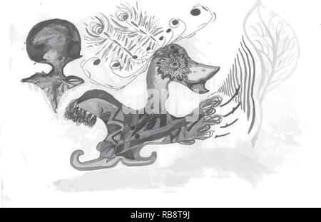 Illustrazione di un anatra turco dancing in un accappatoio. Illustrazione Vettoriale