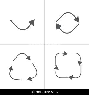 Set di cerchio nero square frecce, uno due tre e quattro frecce. illustrazione vettoriale isolato su bianco Illustrazione Vettoriale