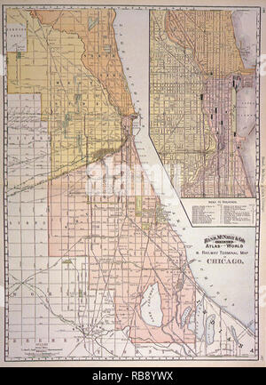 Chicago Mappa ferroviaria 1887 Foto Stock