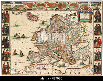 Inizio Mappa europea 1617 Foto Stock