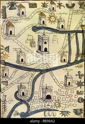 Mappa con i flussi, chiese 1577 Foto Stock