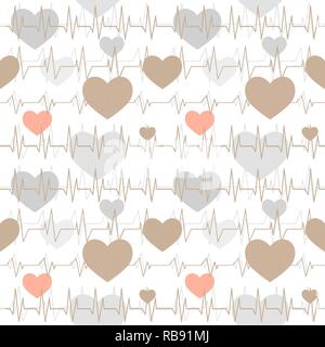 Seamless pattern con un cardiogram di ritmi cardiaci. Foto Stock
