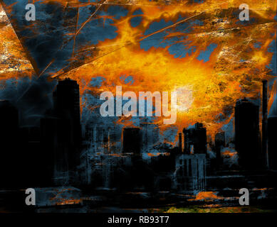 New York Waterfront astrazione. Il tramonto o l'alba Foto Stock
