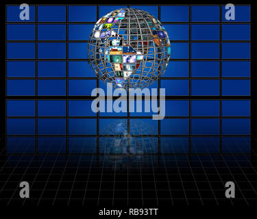 Il pianeta terra sfera di schermi video Foto Stock