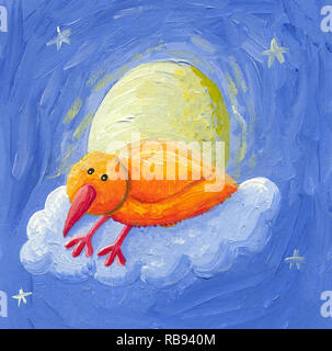 Stanco bird si siede sul cloud Foto Stock