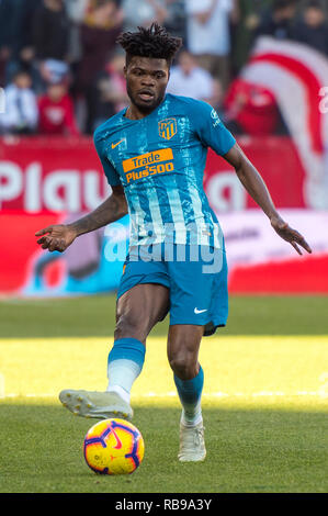 SEVILLA, 06-01-2019. Primera Division campionato spagnolo. LaLiga. Estadio Ramon Sanchez-Pizjuan. Thomas Partey (Atletico de Madrid) durante il gioco Sevilla FC - Atletico de Madrid. Foto Stock