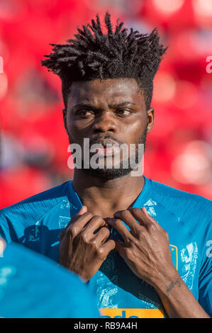 SEVILLA, 06-01-2019. Primera Division campionato spagnolo. LaLiga. Estadio Ramon Sanchez-Pizjuan. Thomas Partey (Atletico de Madrid) durante il gioco Sevilla FC - Atletico de Madrid. Foto Stock