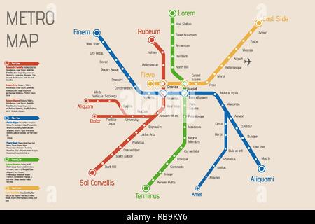 Città realistiche mappa della metropolitana. Vettore illustrazione dello sfondo. Abst Illustrazione Vettoriale