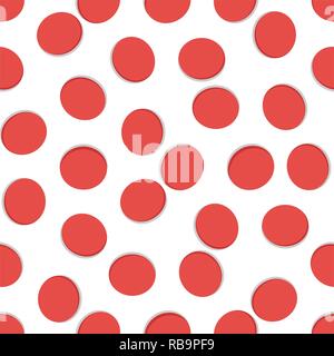 Seamless disegno geometrico, foro rosso su sfondo bianco, strisce modello astratto, illustrazione vettoriale Illustrazione Vettoriale