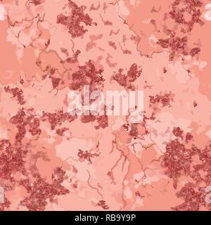 Marmo alla moda design texture con splatter di spot, marmorizzazione superficie, moderno e lussuoso rosa corallo e lo sfondo di toni Illustrazione Vettoriale