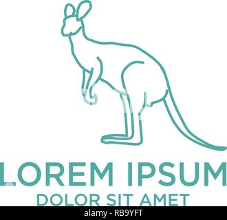 Il logo di canguro modello con contorno stile, illustrazione vettoriale e ispirazione logo. Salva canguro, kangaroo care la carità Illustrazione Vettoriale