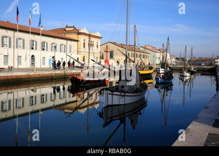 Canale del porto Leonardesque, Natività della Marina, Museo della Marineria (Presepe della Marineria), Cesenatico, Forlì-Cesena, Emilia Romagna, Italia. Foto Stock