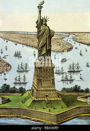 La Statua della Libertà. La città di New York. Foto Stock