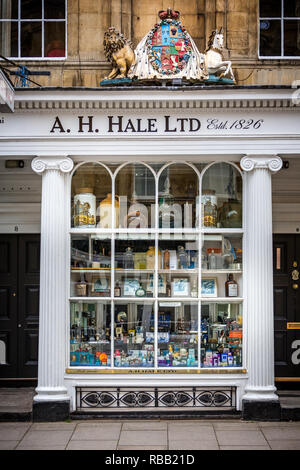 Un H Hale Ltd farmacia negozio di fronte in Argyle Street, Bath, Somerset, Inghilterra il 24 agosto 2014 Foto Stock