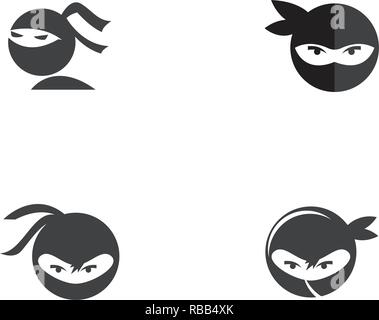 Ninja Icona illustrazione vettoriale Logo design modello Illustrazione Vettoriale