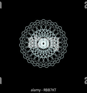 Illustrazione, semplice radiale stile mandala rendering, astratto pizzo circolare. Foto Stock