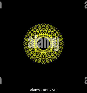 Illustrazione, semplice radiale stile mandala rendering, astratto pizzo circolare. Foto Stock