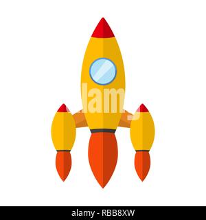 Colorato razzo icona nel design piatto. Illustrazione Vettoriale. Semplice icona astronave isolato. Illustrazione Vettoriale