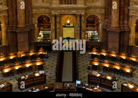 La principale sala Reagind. La Biblioteca del Congresso. Washington DC, Stati Uniti d'America Foto Stock