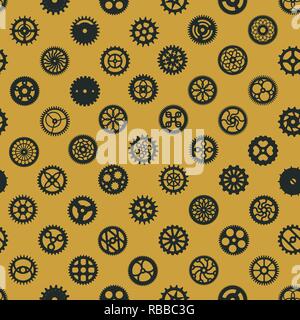 Steampunk seamless pattern design. Era Vittoriana ruote dentate carta digitale. Ingranaggi su sfondo texture vettoriali Illustrazione Vettoriale