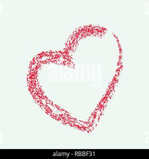 Il cuore rosso è disegnato a mano. San Valentino cuori. Vettore elemento di design. Illustrazione Vettoriale