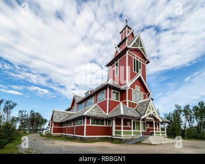 Chiesa Buksnes , villaggio di Gravdal, isola di Vestvågøya. Foto Stock