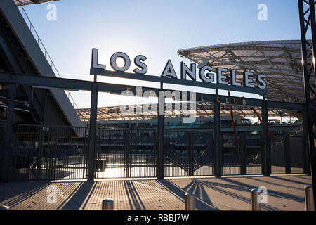 Banc della California Stadium di Exposition Park, Los Angeles, California, la casa di Los Angeles Football Club. Foto Stock