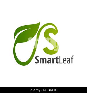 Smart leaf lettera iniziale d del logo concept design template idea Illustrazione Vettoriale