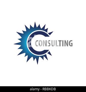 Consulting Blue ray Lettera iniziale C logo concept design template idea Illustrazione Vettoriale