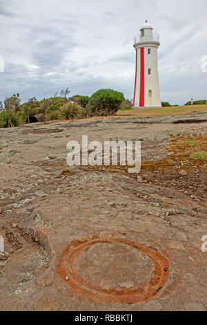 Petroglyph al Mersey Bluff Foto Stock