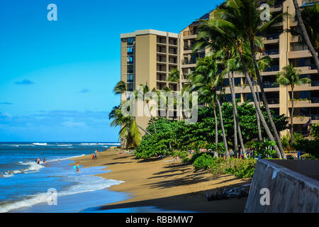 Pittoresca Kahana Beach a Maui, Isole Hawaiane. Foto Stock