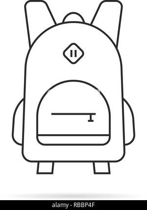 Nero semplice linea sottile icona zaino Illustrazione Vettoriale