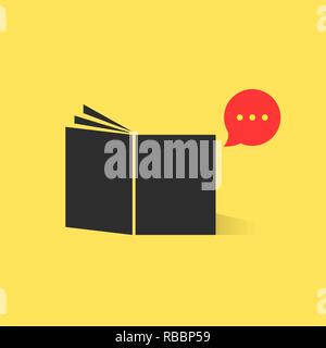 Libro nero con rosso discorso bolla Illustrazione Vettoriale