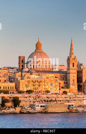 Malta, Malta, La Valletta, vista sulla Città Vecchia con la Co-Cattedrale di San Giovanni Foto Stock