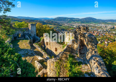 Rovina il castello di Dorneck, Dornach, Solothurn, Svizzera Foto Stock