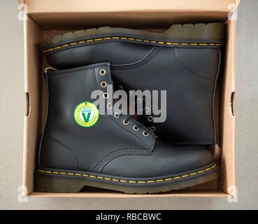 Vegan friendly Dr Martens stivali. Foto Stock