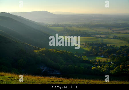 Tramonto a Devils Dyke, vicino a Brighton, nel South Downs National Park. Foto Stock