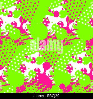 Astratto modello senza cuciture con liquido blot e forme geometriche Illustrazione Vettoriale