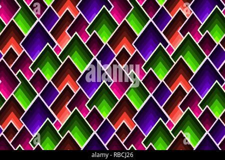 Abstract disegno geometrico con mosaico sparsi losanghe in colori alla moda Illustrazione Vettoriale