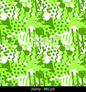 Abstract seamless pattern con forme di fluido nei moderni ufo di colore verde Illustrazione Vettoriale