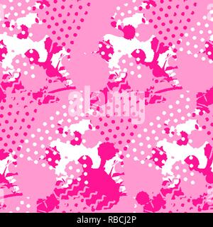Abstract mattonelle rosa pattern con forme liquide e geometriche forme di triangolo Illustrazione Vettoriale