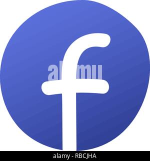 Disegnata a mano moderno social media logo blu Illustrazione Vettoriale